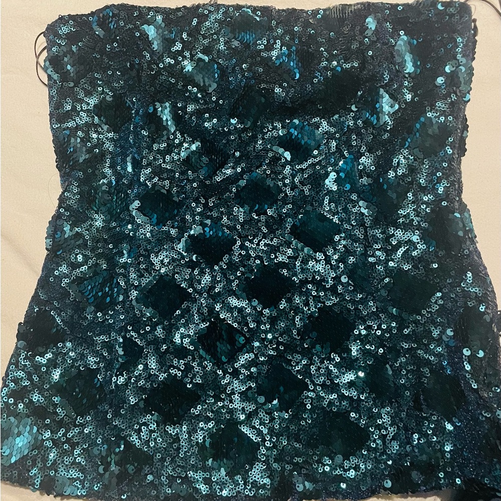Zara Sparkling Blue Sequin Crop Top